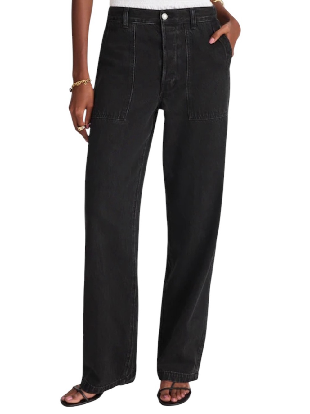 NEW Madewell The Low-Slung Baggy Jean in Airy Denim Candace Wash Black Size‎ 33